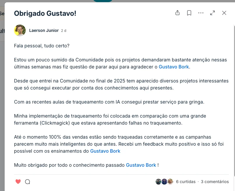 Post do Laerson Junior no Circle: Obrigado Gustavo!